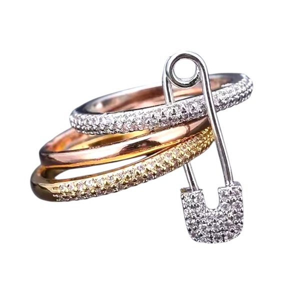 Abigail Creations Triple Band Safety Pin Ring - Picture 2 of 5